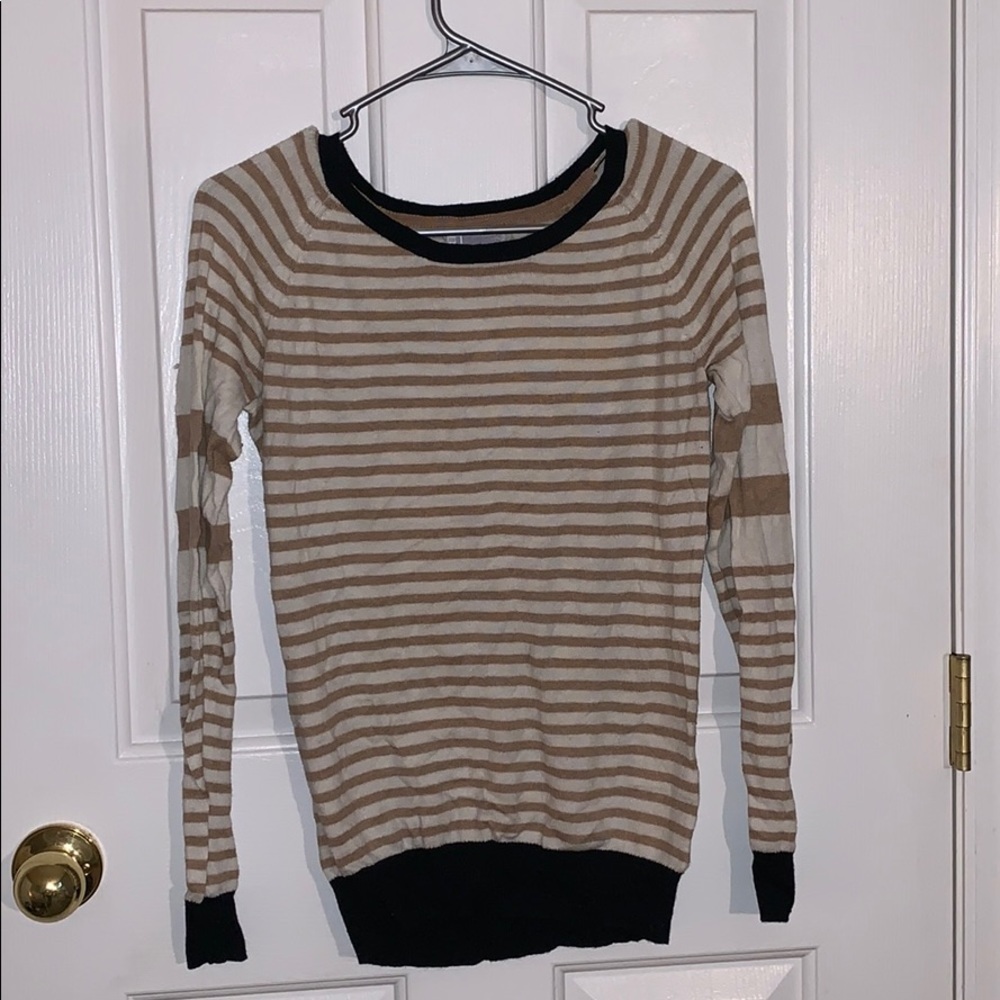 Camel stripped cashmere blend sweater